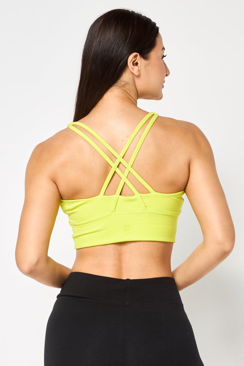 FILA Women Solid Non-Padded Sports Bra, Lime Green - Image 4