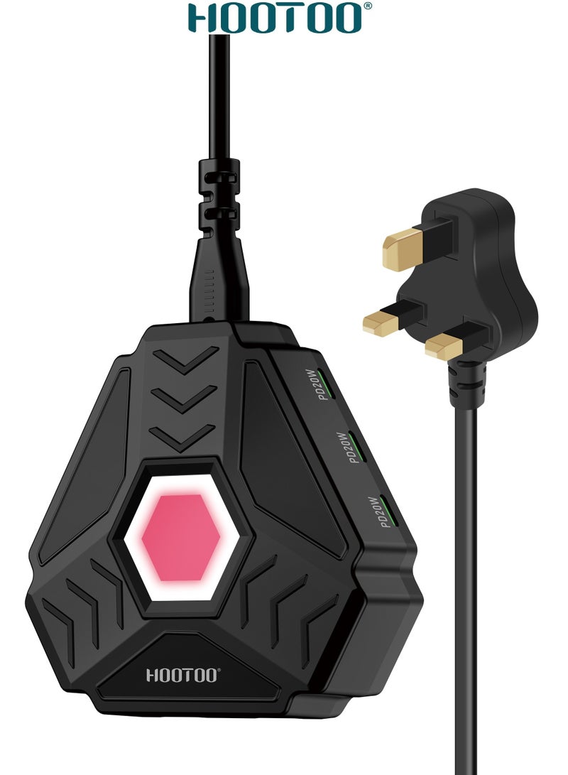 هوتو محطة شحن بقوة 160واط. منصة شحن ب ثمانية مخارج شحن (6*شاحن تايب سي+ 2*شاحن يو اس بي). شاحن سريع بتقنية PD وQC3 لشحن امن وسريع. شاحن جوال ولابتوب بحماية ضد الجهد العالي. فيش جداري تايب سي بسلك تمديد بطول 1 متر. شاحن ايفون،ماك بوك، ايباد، سامسونج، هواوي شومي هونر، وغيرها العديد من الاجهزة المدعومة. شاحن متعدد المنافذ باللون الأسود - Image 1