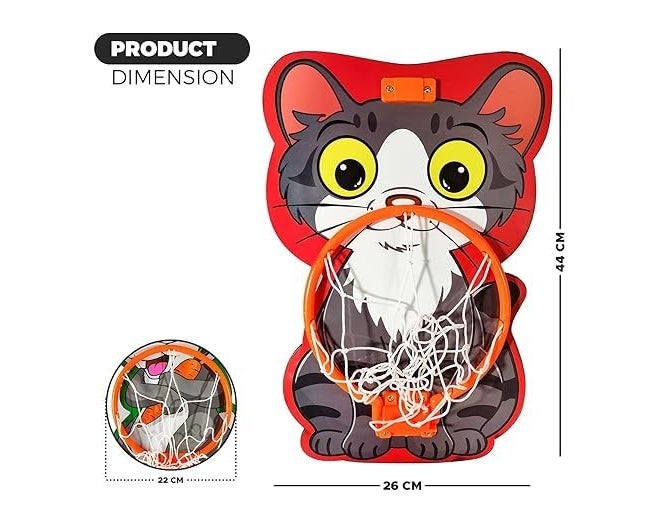 JERICOS Small Basket Ball Kit Set with Ring for Kids, Playing Indoor Outdoor Basket Ball, Hanging Board with Net & Ball (Animal Face Printed), Multi Color - Image 5