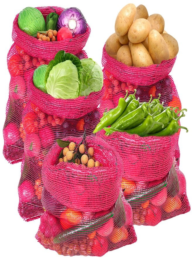 براساكو أكياس براساكو الشبكية للخضراوات والفواكه، 50 قطعة، 31 × 20 بوصة، أكياس تخزين كبيرة جدًا قابلة لإعادة الاستخدام، أكياس شبكية للخضراوات، أكياس مسامية مزودة برباط للبصل والبطاطس والحمضيات وجراد البحر (بولي بروبيلين + بوليستر) - Image 3