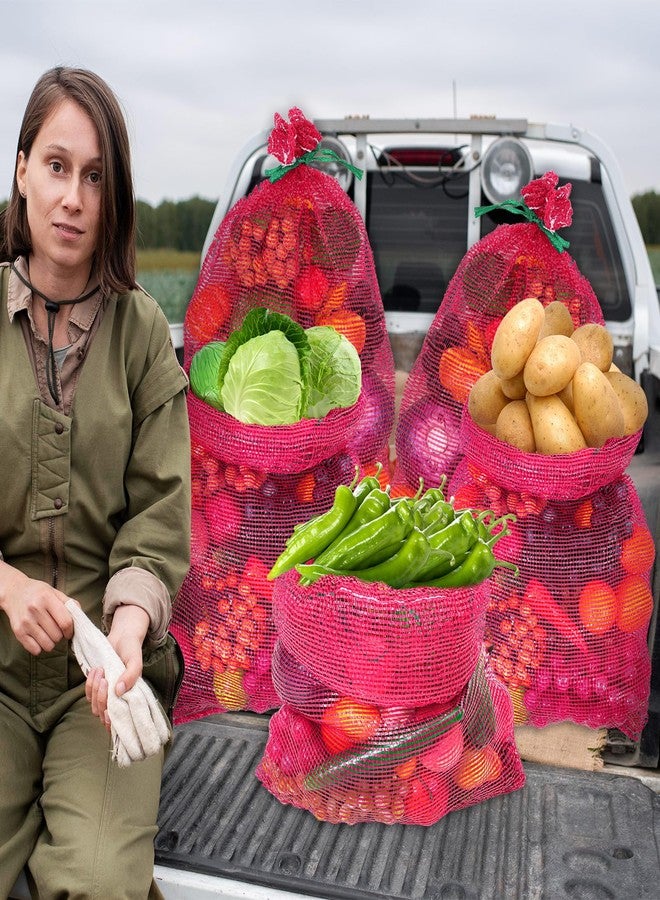 براساكو أكياس براساكو الشبكية للخضراوات والفواكه، 50 قطعة، 31 × 20 بوصة، أكياس تخزين كبيرة جدًا قابلة لإعادة الاستخدام، أكياس شبكية للخضراوات، أكياس مسامية مزودة برباط للبصل والبطاطس والحمضيات وجراد البحر (بولي بروبيلين + بوليستر) - Image 4