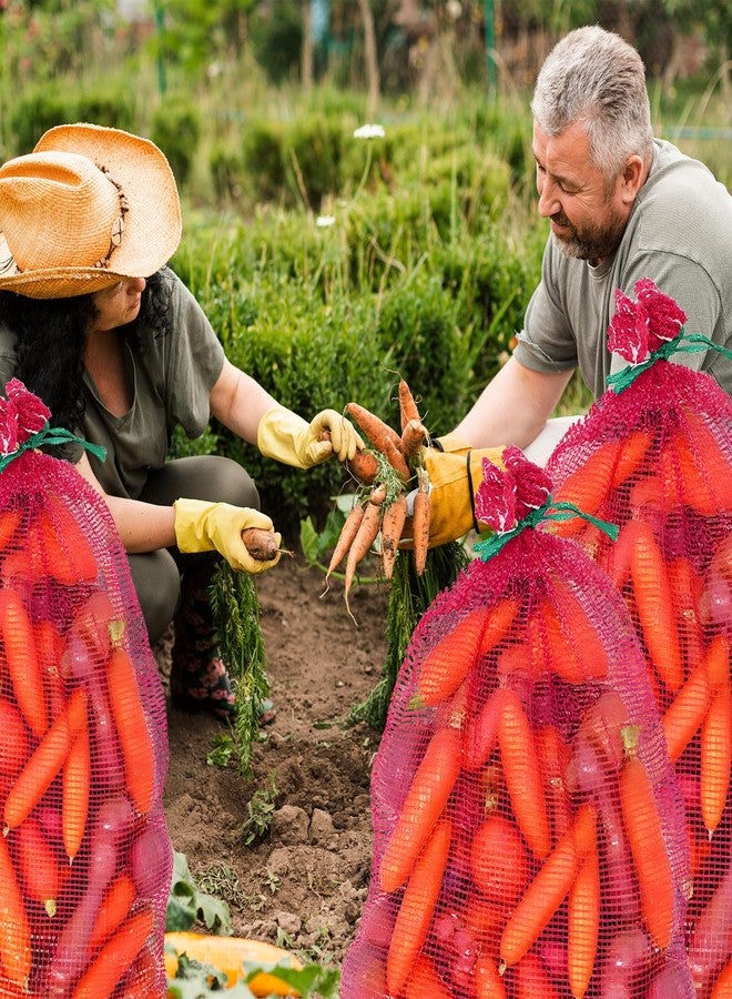 براساكو أكياس براساكو الشبكية للخضراوات والفواكه، 50 قطعة، 31 × 20 بوصة، أكياس تخزين كبيرة جدًا قابلة لإعادة الاستخدام، أكياس شبكية للخضراوات، أكياس مسامية مزودة برباط للبصل والبطاطس والحمضيات وجراد البحر (بولي بروبيلين + بوليستر) - Image 5