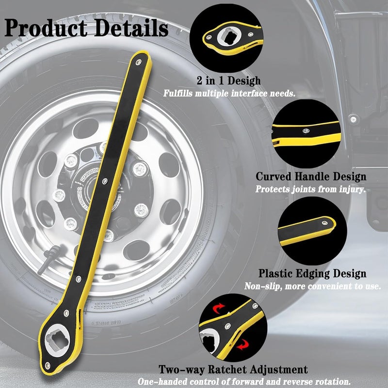 Original Universal Car Jack Ratchet Wrench 360 forward and reverse knob Labor-Saving design Scissor Jack Lift Speed Handle Tool Jack Lug Handle Tool (car jack wrench Yellow) - Image 4