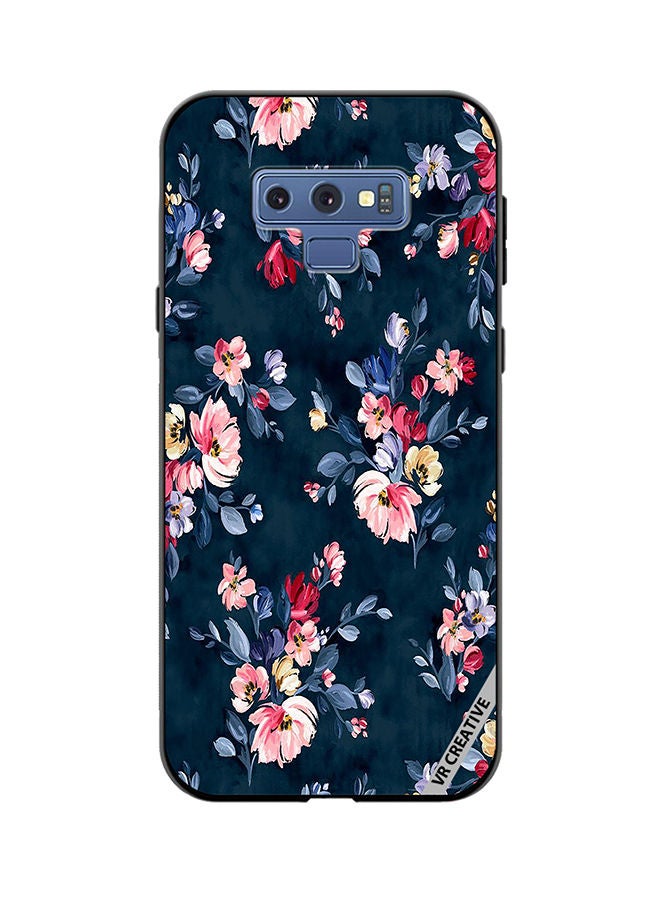 VR CREATIVE Protective Case Cover For Samsung Galaxy Note 9 A Navy Floral Print With Brightly Coloured Pink And Yellow Flowers On It Design Multicolour - Image 1
