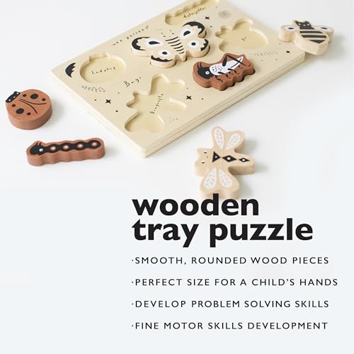 Wee Gallery Wooden Tray Puzzle Bugs Montessori Toy for Toddlers and Preschoolers for Early Learning and Fine Motor Skill Development Sustainable Educational Puzzle for Kids - Image 5