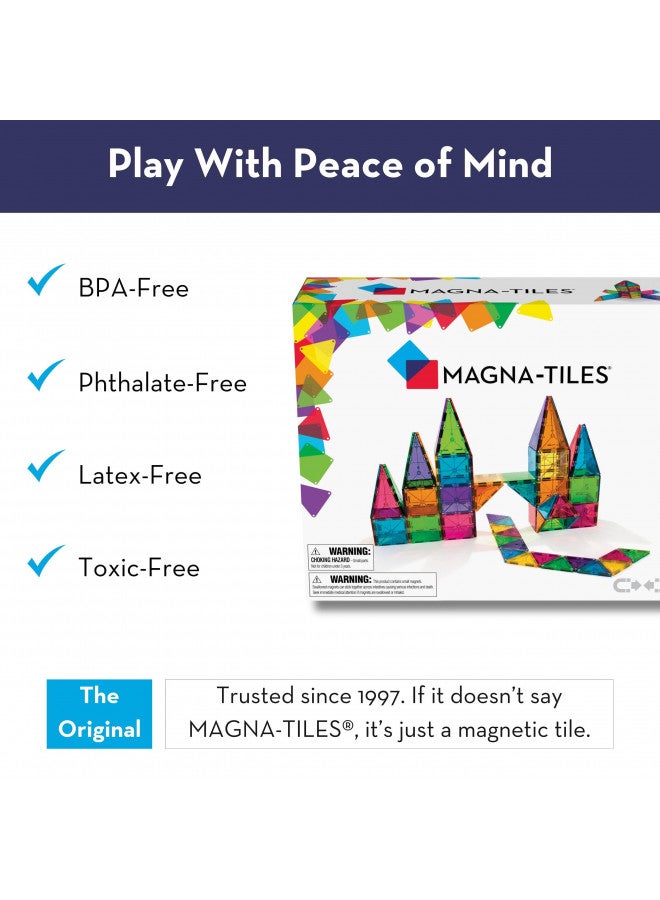 MAGNA-TILES مجموعة البناء المغناطيسية الكلاسيكية ماغنا-تايلز 100 قطعة، العلامة التجارية الأصلية للبناء المغناطيسي - Image 2