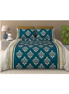 Laying Style Laying Style Glace Cotton Very Heavy Printed 1 Super King Size Elastic Fitted Bedsheet and 2 Pillow Covers Size108x108x10 Inch Pack of 3 
