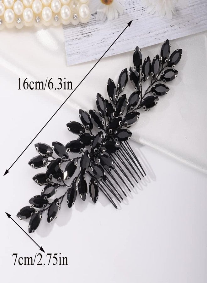 Missgrace Women's Handmade Gothic Black Full Rhinestones Side Hair Comb for Prom Party Special Occasion Punk Headpiece, Black 3 - Image 5