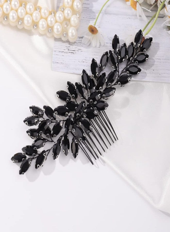 Missgrace Women's Handmade Gothic Black Full Rhinestones Side Hair Comb for Prom Party Special Occasion Punk Headpiece, Black 3 - Image 3