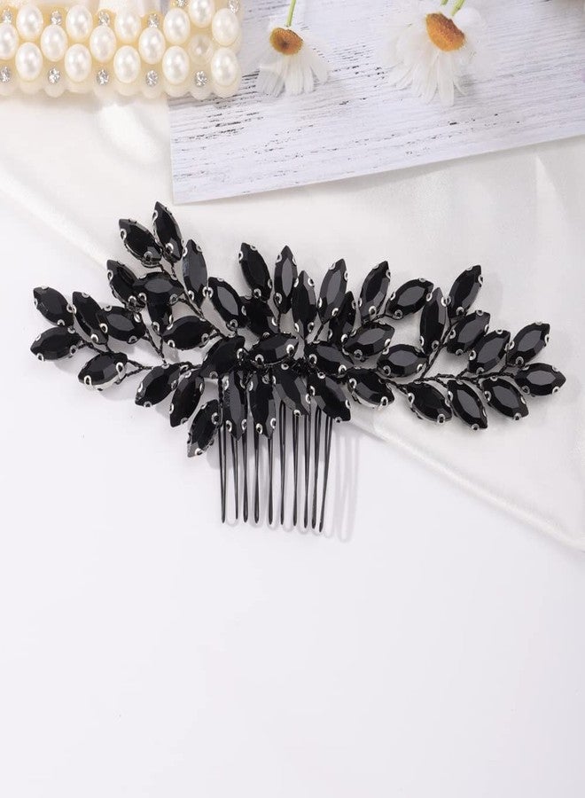 Missgrace Women's Handmade Gothic Black Full Rhinestones Side Hair Comb for Prom Party Special Occasion Punk Headpiece, Black 3 - Image 4