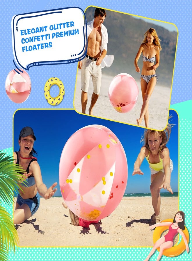 Sonarun 12 Pack 16 Inch Inflatable Glitter Beach Balls Confetti Beach Ball Bulk Blow up Beach Ball for Summer Beach Pool Water Party Toys (Rose Gold) - Image 5