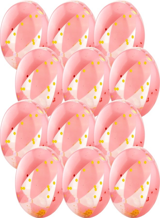 Sonarun 12 Pack 16 Inch Inflatable Glitter Beach Balls Confetti Beach Ball Bulk Blow up Beach Ball for Summer Beach Pool Water Party Toys (Rose Gold) - Image 1