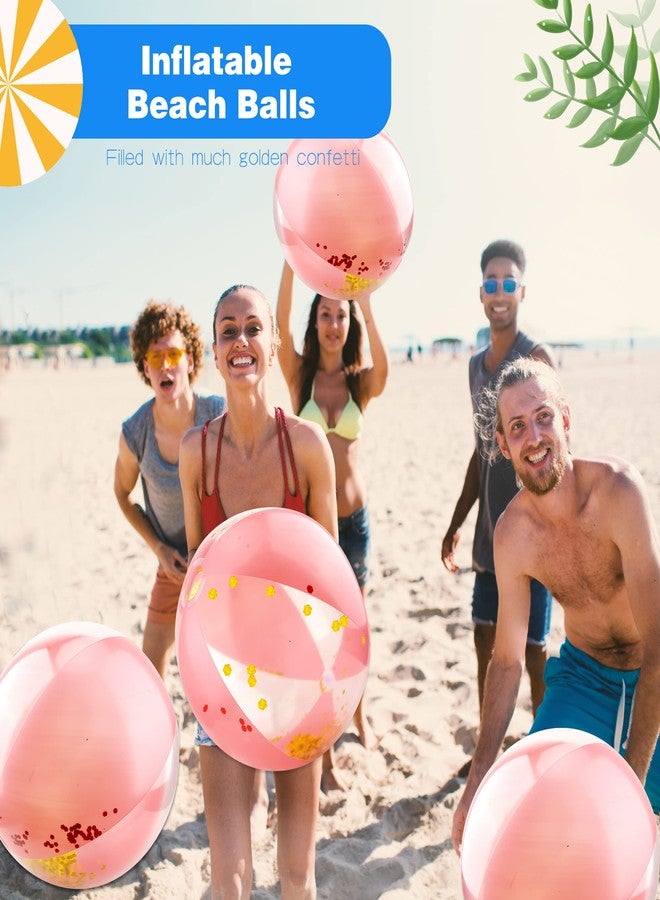 Sonarun 12 Pack 16 Inch Inflatable Glitter Beach Balls Confetti Beach Ball Bulk Blow up Beach Ball for Summer Beach Pool Water Party Toys (Rose Gold) - Image 4