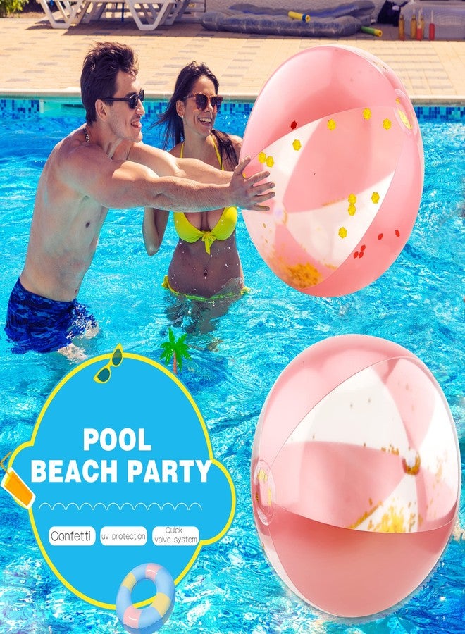Sonarun 12 Pack 16 Inch Inflatable Glitter Beach Balls Confetti Beach Ball Bulk Blow up Beach Ball for Summer Beach Pool Water Party Toys (Rose Gold) - Image 3