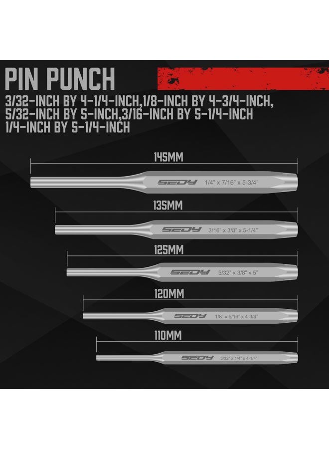 SEDY 16-Piece Precision Punch & Chisel Set - Taper Punch, Pin Punch, Center Punch, Cold Chisels & Gauge for Versatile Applications - Image 4