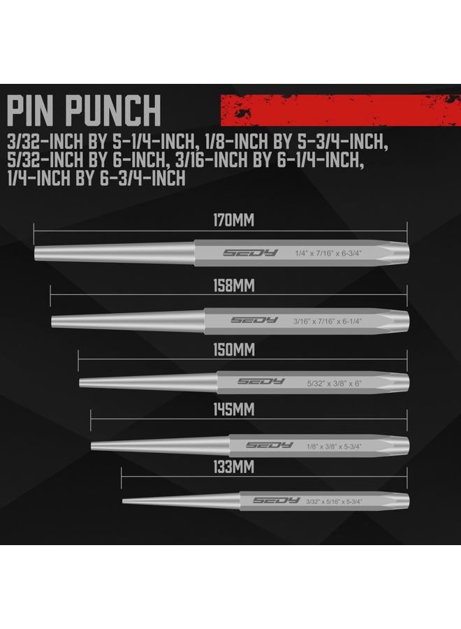 SEDY 16-Piece Precision Punch & Chisel Set - Taper Punch, Pin Punch, Center Punch, Cold Chisels & Gauge for Versatile Applications - Image 3