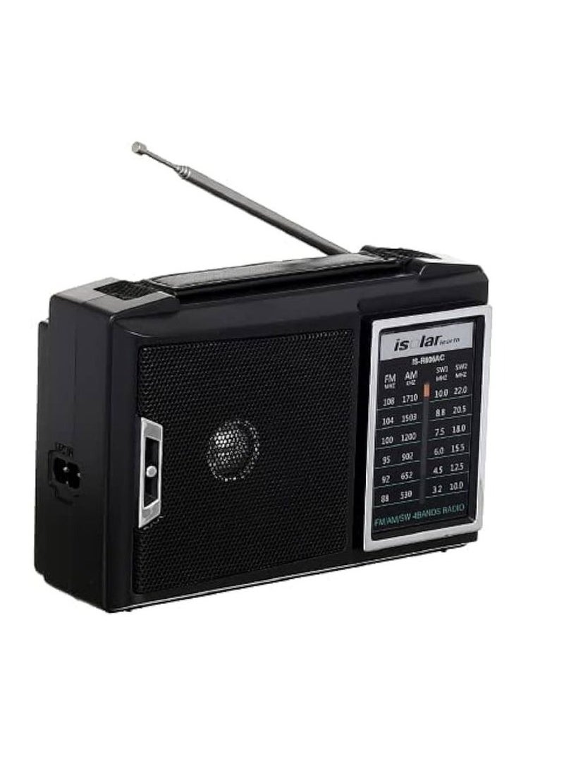 ماركة غير محددة - جهاز استقبال محمول متعدد الترددات IS-R806AC قابل لاعادة الشحن وبثلاث موجات اف ام/ايه ام/ اس دبليو، راديو منزلي ستيريو مع مكبر صوت يعمل بالبلوتوث - Image 1