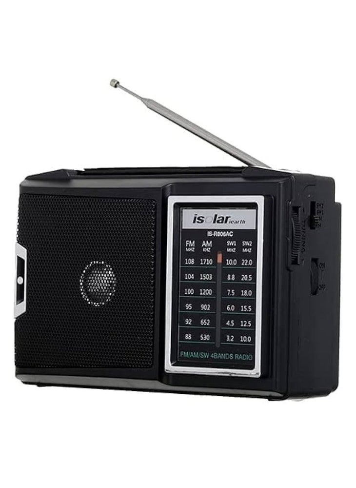 ماركة غير محددة - جهاز استقبال محمول متعدد الترددات IS-R806AC قابل لاعادة الشحن وبثلاث موجات اف ام/ايه ام/ اس دبليو، راديو منزلي ستيريو مع مكبر صوت يعمل بالبلوتوث - Image 1