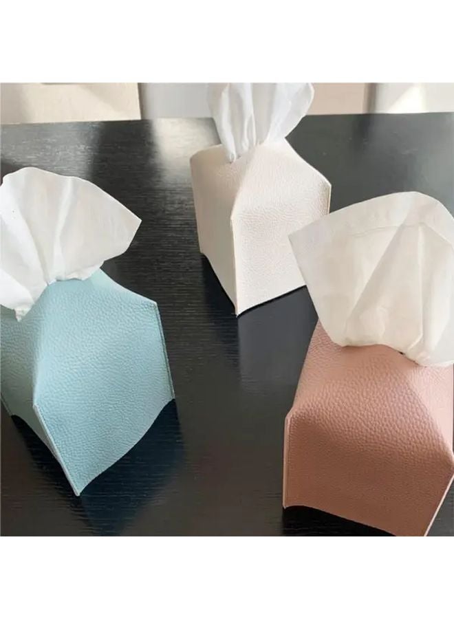 أسود 2 قطعة مجموعة صناديق المناديل المربعة مع غطاء، منظم تخزين بلاستيكي متين لديكور المنزل - Image 2