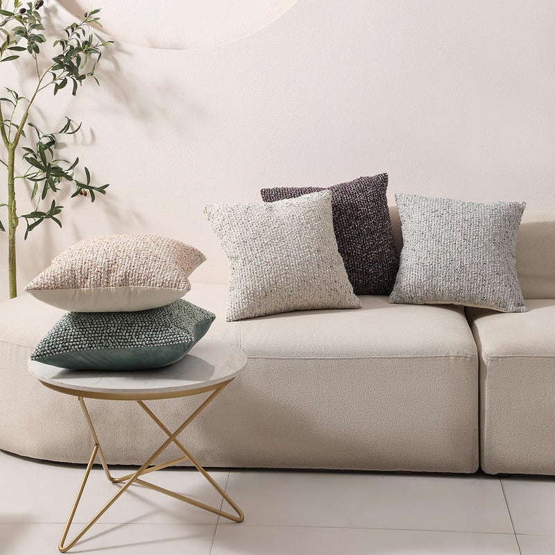 DEZENE Striped Throw Pillow Covers 18x18 Set of 2 Green Textured Boucle Chic Morden Boho Accent Farmhouse Square Decorative Couch Pillow Covers for Home Decor Bed Sofa Living Room - Image 4