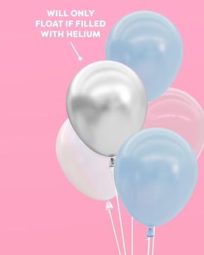 xo, Fetti Blue, Pearl White, Clear, Silver, Latex Balloons - 25 pk, 12" | Cloud Nine Bachelorette Party Decorations, Birthday Party Supplies, Bridal Shower, Boy Baby Shower, Winter Holiday - Image 3