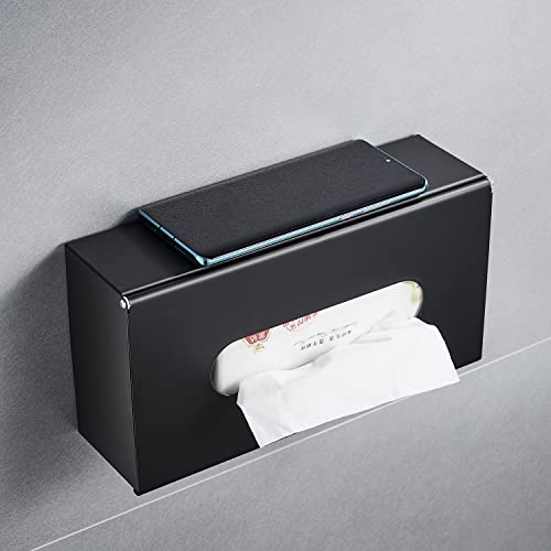 JunSun Rectangular Tissue Box Cover Tissue Box Holder Napkin Holder Tissue Storage Box Facial Tissue Holder Decorative Holder For Bathroom Bedroom Nightstand Office Dresser-Stainless Steel Matte Black - Image 3
