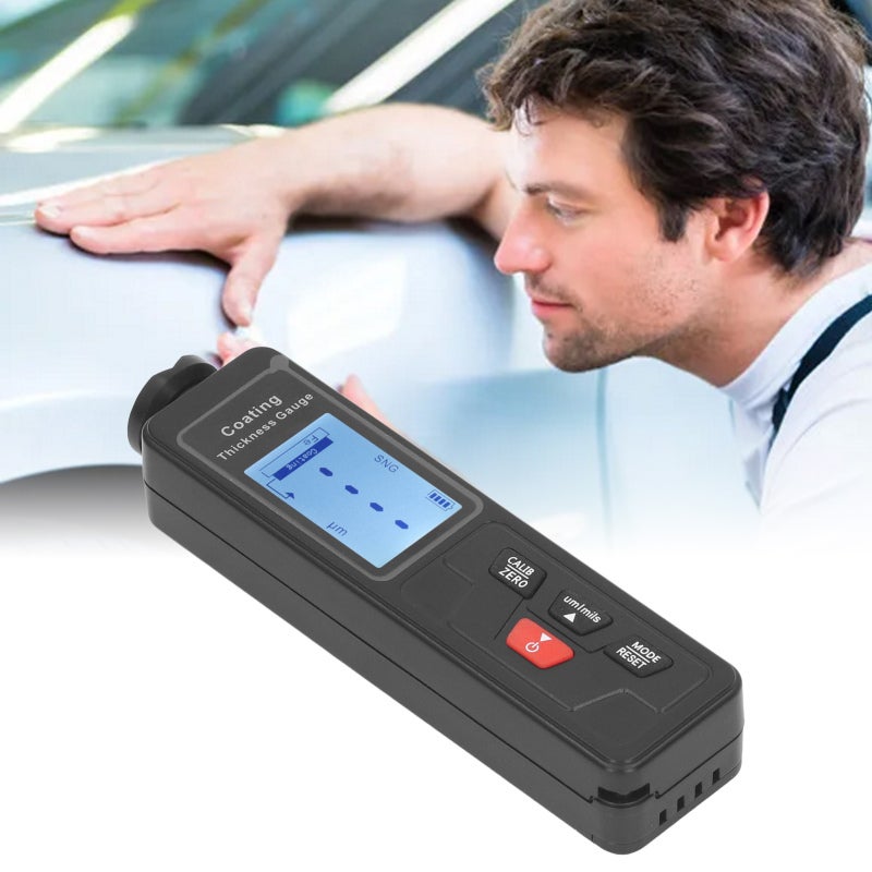 Coating Thickness Gauge Auto Material Recognition Paint Thickness Tester - Backlit LCD Display Custom Calibration Compact Portable for Automotive Metal Surface Measurement - Image 1