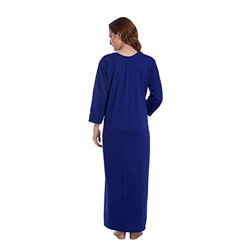 CIERGE Women's Fleece Abstract Print Maxi Length Nighty (CIERGE FLEECE_Navy Blue_Free Size) - Image 4