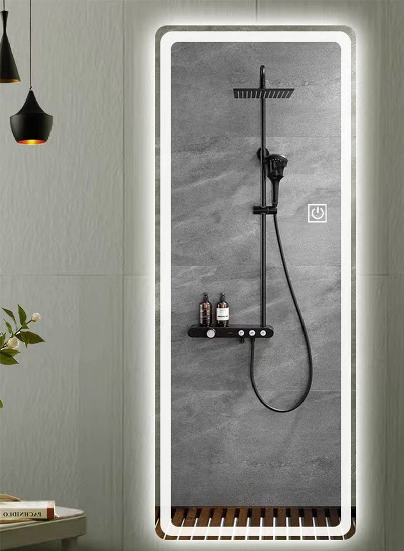 Modern Wall-Mounted LED Full-Length Mirror With Lights Smart Touch Warm LED Light Full Body Vanity Mirror Cosmetic Mirror For Living Room Bedroom Corridor