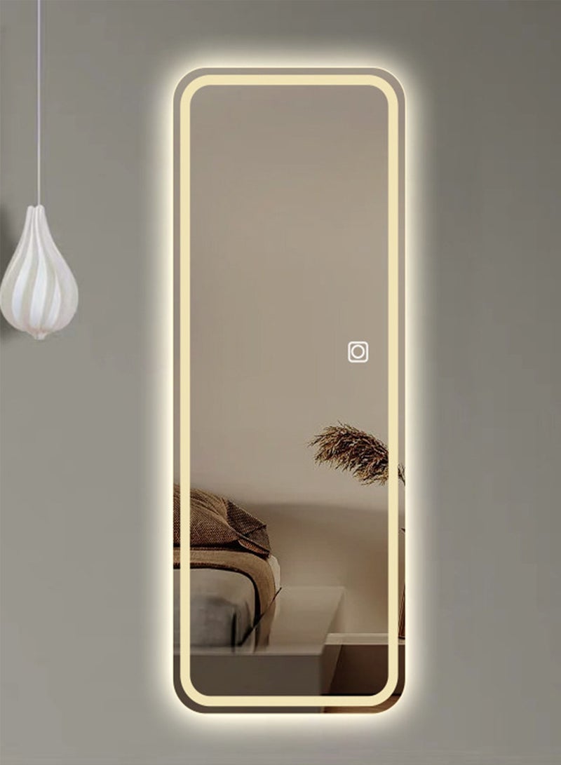 Modern Wall-Mounted LED Full-Length Mirror With Lights Smart Touch Warm LED Light Full Body Vanity Mirror Cosmetic Mirror For Living Room Bedroom Corridor