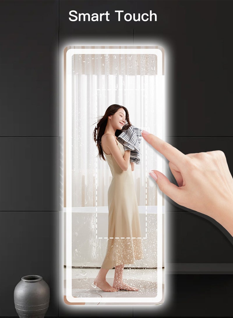 Modern Wall-Mounted LED Full-Length Mirror With Lights Smart Touch Warm LED Light Full Body Vanity Mirror Cosmetic Mirror For Living Room Bedroom Corridor