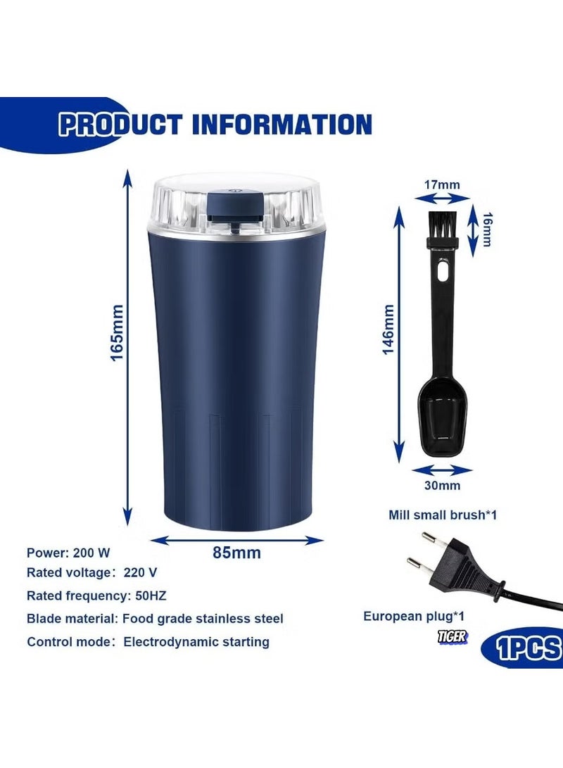 TIGER Electric Coffee Grinder 300W, Multifunctional Espresso Bean and Spice Grinder with Stainless Steel Blades for Coffee Beans, Spices, Herbs, Nuts – Powerful, Durable & Efficient for Home Use, Easy to Clean, Ideal for Freshly Ground Coffee and Spice Blends  - Image 2