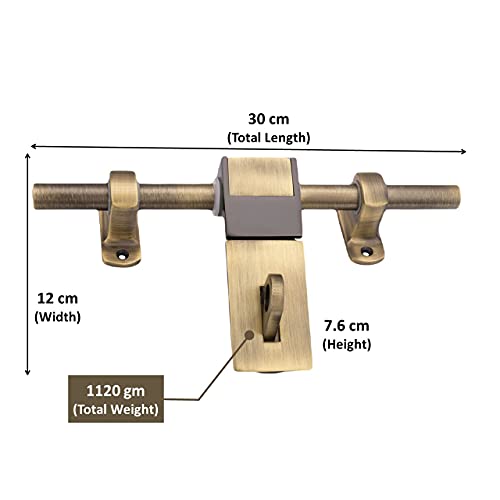 Atom 12 Inch Zinc Aldrop | Fancy Aldrop for Door Fittings Kit, Door Accessories | Brass Antique Finish (WZA005) - Image 3