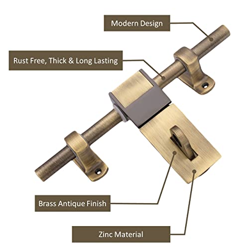 Atom 12 Inch Zinc Aldrop | Fancy Aldrop for Door Fittings Kit, Door Accessories | Brass Antique Finish (WZA005) - Image 2