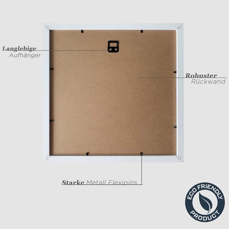 إطار صورة VUVUZULA مقاس 30 × 30 سم، إطار صورة خشبي مربع أبيض، إطار خشبي، إطار MDF مع حامل مقاس 20 × 20 سم، مجموعة من 3 - Image 3