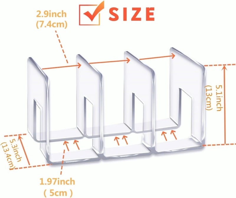 YAGELI Clear Acrylic Purse/Handbag Organizer - 3 Sections Divider for Closet Storage - Sturdy Organizer Rack for Purses, Handbags, and Clutches (4Pack-3Sections) - Image 3