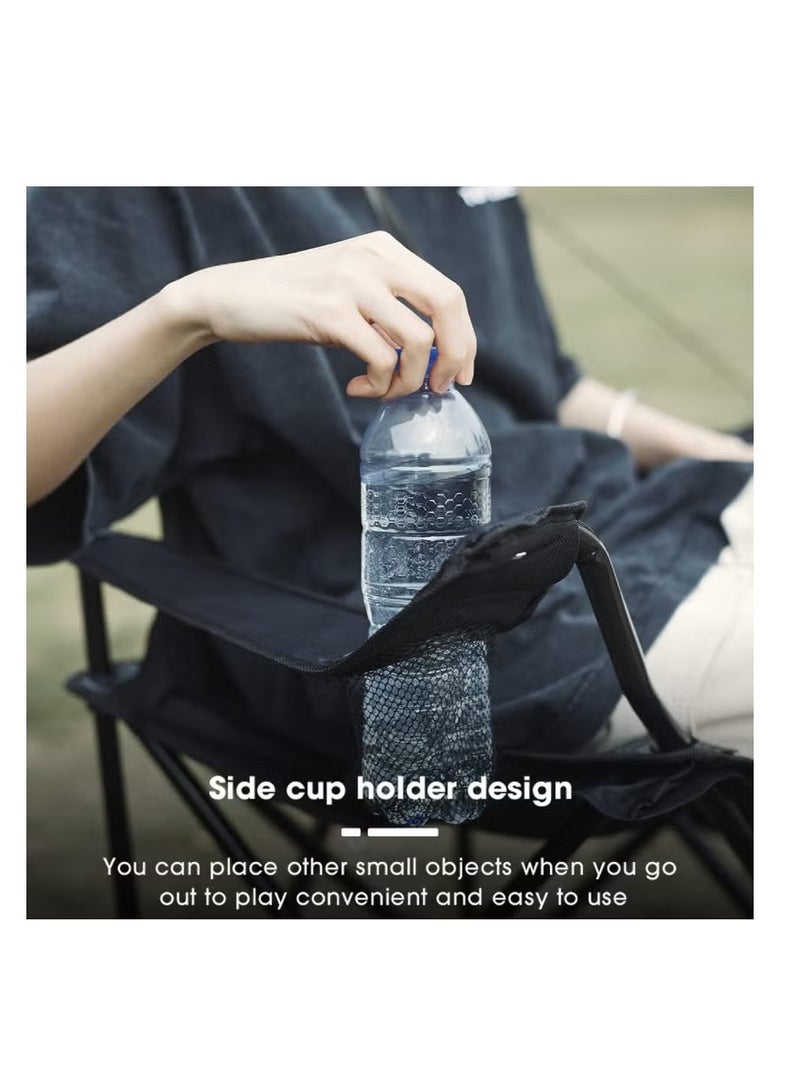 Premium Foldable Beach & Garden Chair - Heavy-Duty Ultra-Lightweight (50x50x82cm Black) w/Cup Holder & Carry Bag - Image 3