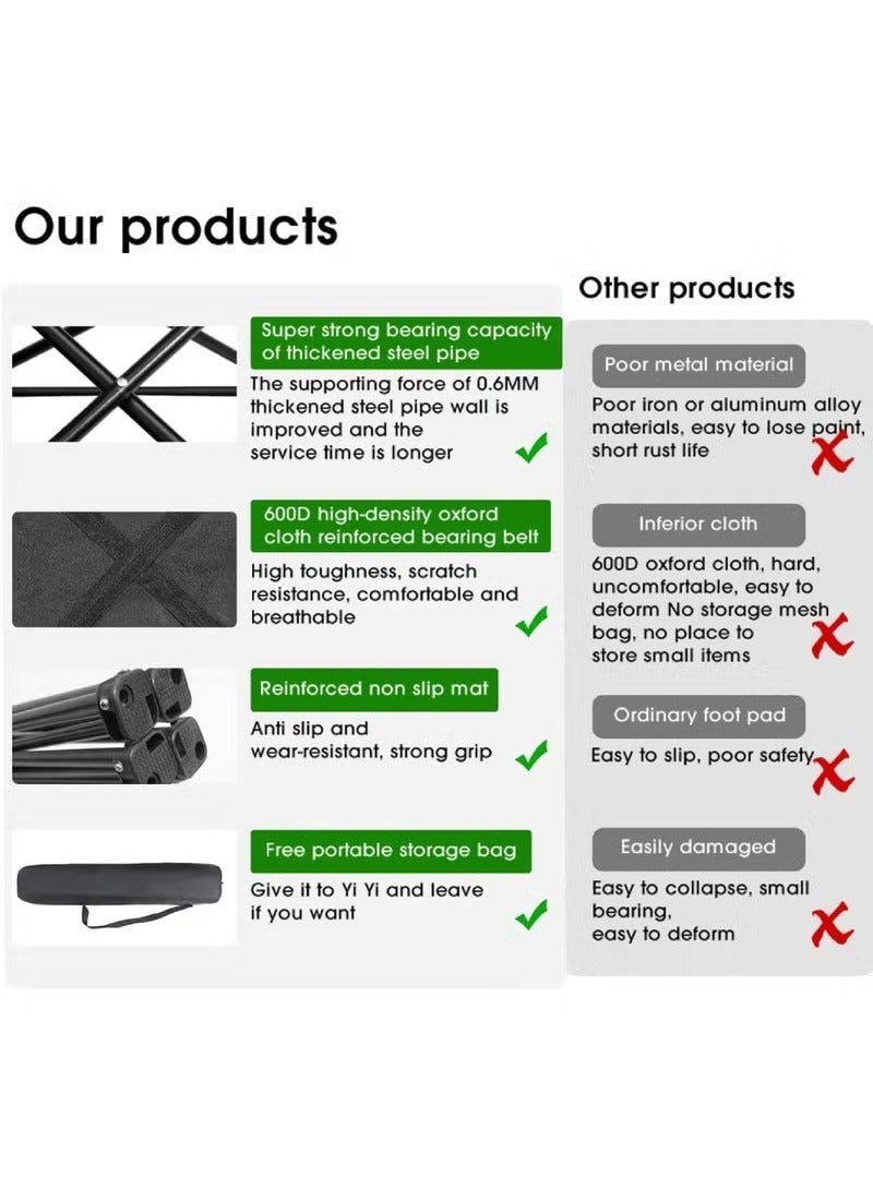 كرسي شاطئ وحديقة قابل للطي فائق الجودة - خفيف الوزن للغاية (50x50x82 سم أسود) مع حامل أكواب وحقيبة حمل - Image 5