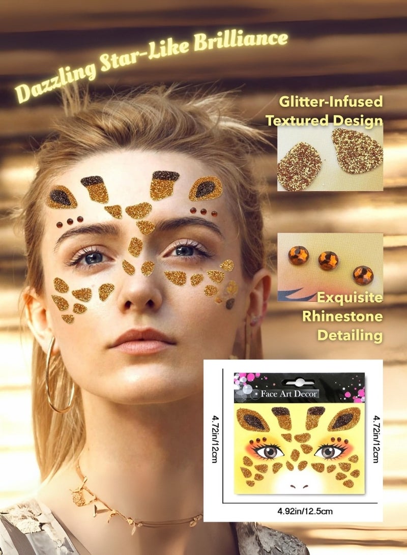 Kids’ Glitter Animal Face Stickers – 4 Sheets | Premium Peel & Stick Festival Makeup for Unicorn, Lion, Giraffe & Cat Looks | Safe & Mess-Free Face Art for Girls, Boys, Birthdays, Playdates & Dress-Up Fun  - Image 4