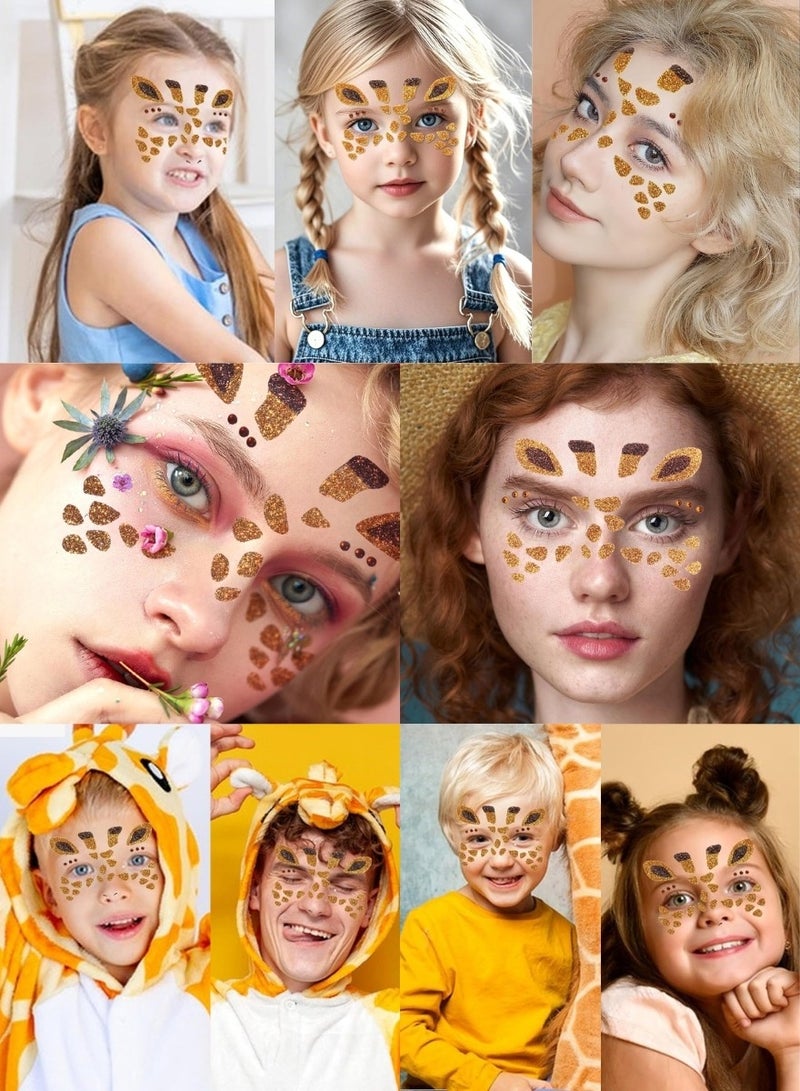Kids’ Glitter Animal Face Stickers – 4 Sheets | Premium Peel & Stick Festival Makeup for Unicorn, Lion, Giraffe & Cat Looks | Safe & Mess-Free Face Art for Girls, Boys, Birthdays, Playdates & Dress-Up Fun  - Image 5
