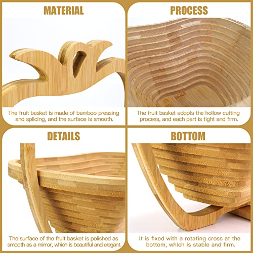 MYOSOTIS Foldable Fruit Basket Gift Bamboo Fruit and Veggie Basket,Fruit Bowl Holder Dried Fruit Basket For Christmas decorations Holiday Party Mom Gifts (Apple) - Image 3
