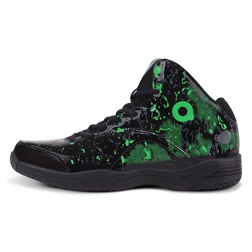 Aivin Wave Pro Men's Basketball Shoes for Men, Durable Rubber Sole, Indoor & Outdoor Court Shoes, Soft Cushion NR EVA Inner Insole, High-Performance Footwear for Basketball (Black/Green, UK Footwear Size System, Adult, Men, Numeric, Medium, 6) - Image 1
