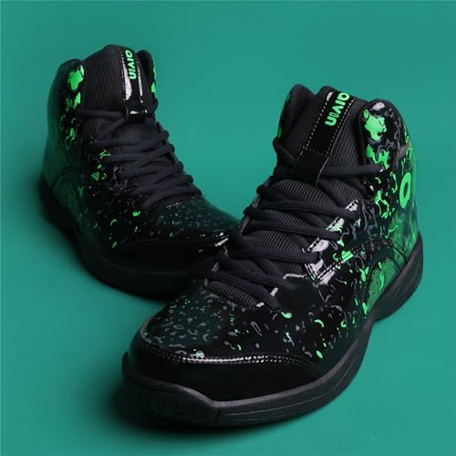 Aivin Wave Pro Men's Basketball Shoes for Men, Durable Rubber Sole, Indoor & Outdoor Court Shoes, Soft Cushion NR EVA Inner Insole, High-Performance Footwear for Basketball (Black/Green, UK Footwear Size System, Adult, Men, Numeric, Medium, 6) - Image 2