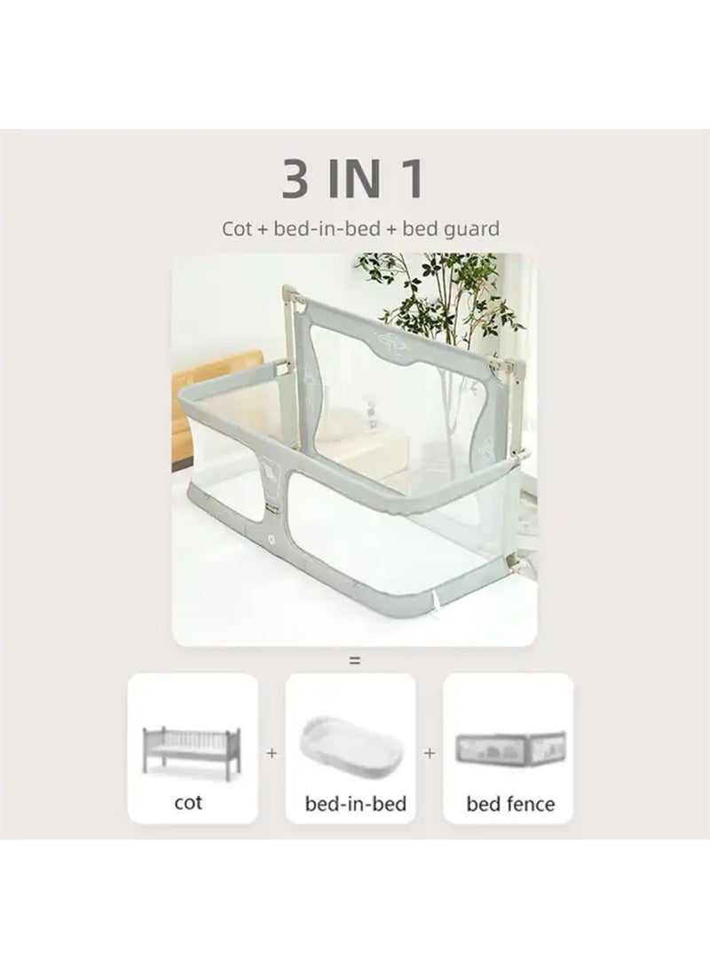 LIMOS Baby Bedside Sleeper 3 in 1 Folding Portable Crib breathable and visible mesh window aluminum alloy - Image 5