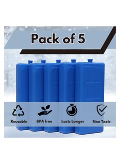 5 Pieces Ice Packs for Cooler Long Lasting Reusable Freezer Packs for Lunch Box, Lunch Bag, Cooler Bag for Work, School, Picnic, Camping, Fishing and More, Keep Beverages Foods Cold & Fresh