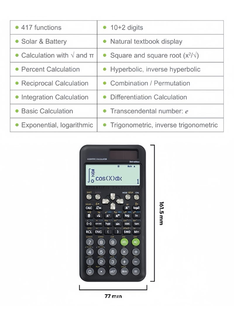 Generic Fx-991Es Plus 2nd Edition Scientific Calculator Black  - Image 3