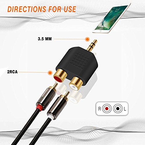 ANDTOBO 3.5 mm TRS to Dual RCA F (2-Pack), 3.5mm Stereo Male to Dual RCA Female Audio Breakout Adapter - Image 4