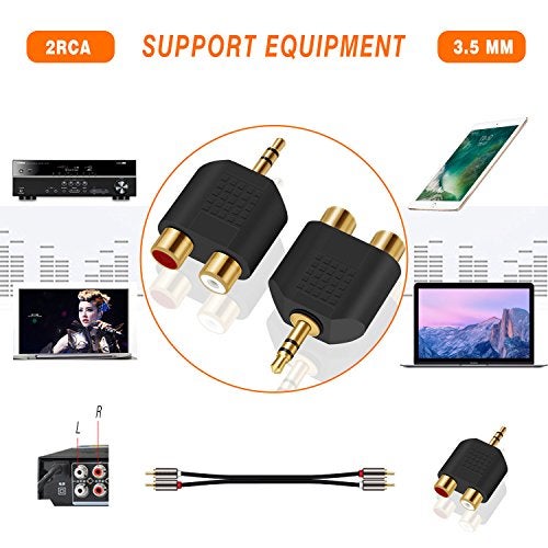 ANDTOBO 3.5 mm TRS to Dual RCA F (2-Pack), 3.5mm Stereo Male to Dual RCA Female Audio Breakout Adapter - Image 5