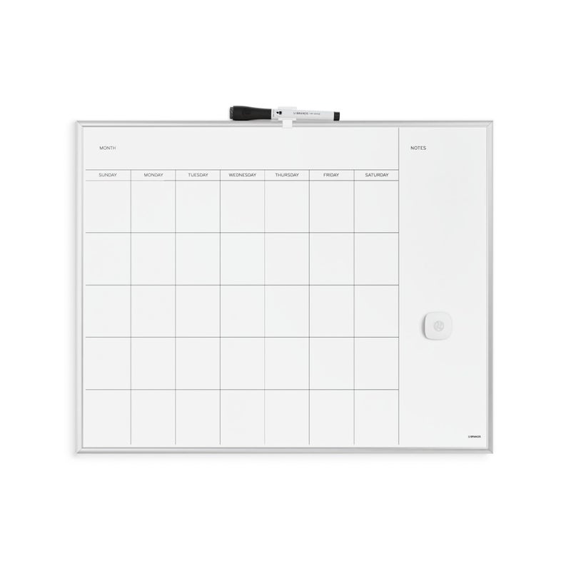 U Brands Magnetic Dry Erase Calendar White Board, 16" x 20", Silver Aluminum Frame, Includes Magnet and Marker - Image 1