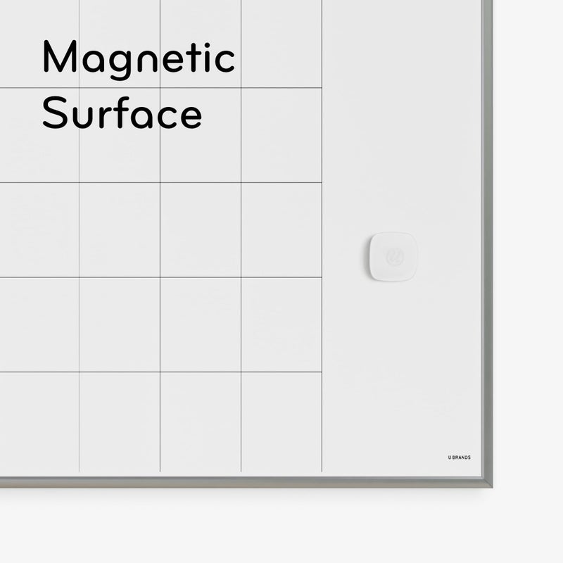 U Brands Magnetic Dry Erase Calendar White Board, 16" x 20", Silver Aluminum Frame, Includes Magnet and Marker - Image 4